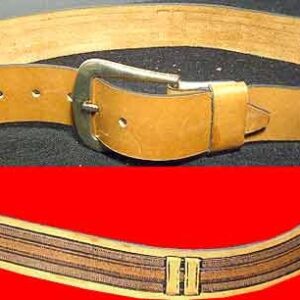 Embossed Arrow Ended Belt look Center Leather tooled 1970's Belt