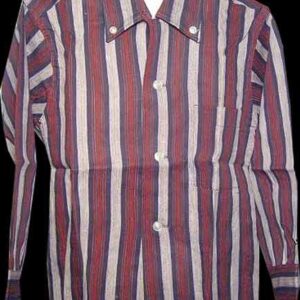 Campus Bold Black with Red and Grey with Gold Center Vertical Stripes Boy's Long Sleeve Deadstock Shirt