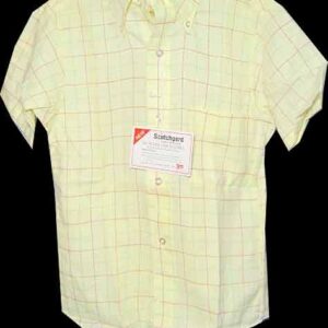 Campus Never Iron Light Yellow with Ruby & Light Green Checkered Pattern Boy's Short Sleeve Deadstock Shirt