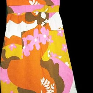Guam Sportswear Super Orange Hot Pink etc. 1970's Flowered Full Length Halter Dress