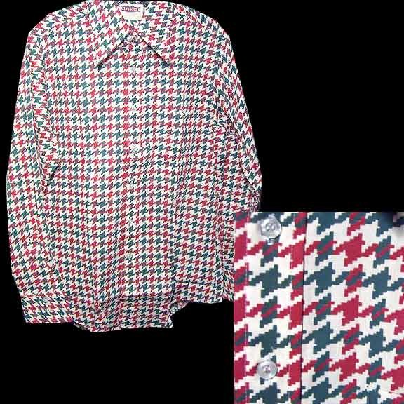 Campus Classics Ruby & Green Irregular Block Vertical Pattern Deadstock Long Sleeve Shirt