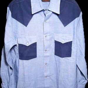 Stir Ups Western Model Denim Blue with Dark Blue Yoke Back and Pocket Base Long Sleeve Shirt