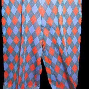 Blue Green & Red Harlequin Diamond Crop Leg Pedal Pusher? Slacks