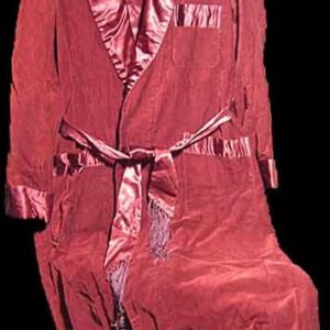 Style Right Robes Ruby Thin Corduroy with Shiny Acetate Trim & Lapels & Tasseled end Sash Robe full length Smoking Jacket