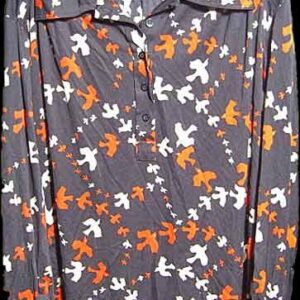 Lady Manhattan Blue with Red & White Doves of Peace Long Sleeve Blouse