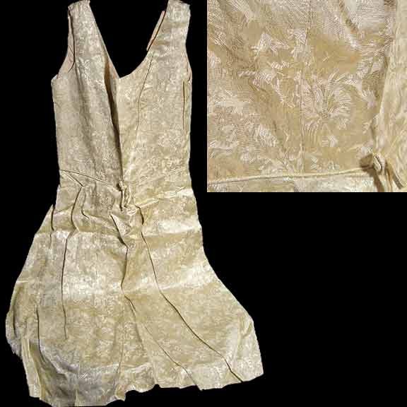 Off White with Shiny Flowers & Leaves Halter Formal Dress