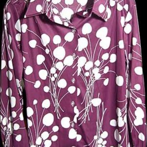 Alfred Dunner Purple with Lilly Petals Long Sleeve Blouse