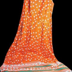 Malia of Honolulu Orange with White Daisies on Stems Halter Top Full Length Sun Dress
