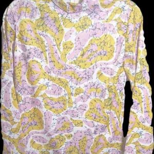 Devon Psychedelic Purple & Gold Blob Flow Long Sleeve Top