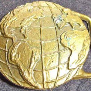 Globe Large Earth Metal Belt Buckle Old Unused Stock
