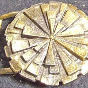 Aztec Like Symbol or Flower Burst Metal Belt Buckle