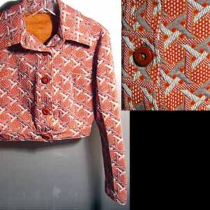 Gray White and Raspberry Thatched Pattern Cropped Woman's Jacket