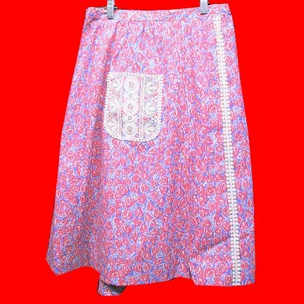 Lilly Pulitzer light Purple flowers with Pink hearts with White interiors and ornate lace front pocket wrap skirt