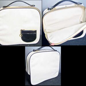 White with Black Trim and Zipper Pocket Mod Vinyl Typewriter Shaped Bag