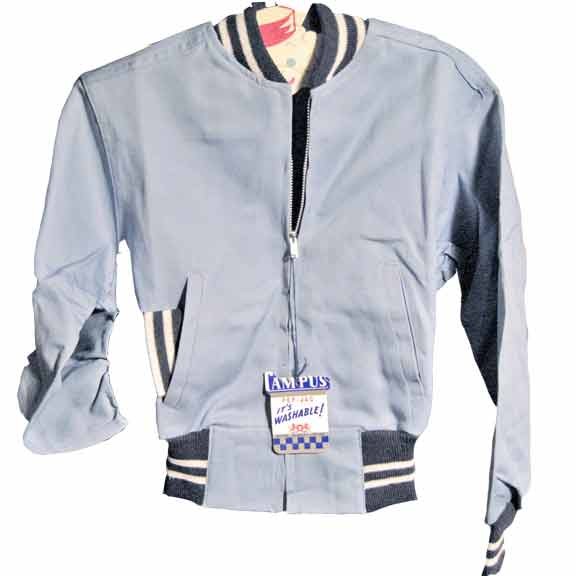 Campus Light Blue with Blue & White Knit Trim Boy's Pep Jac Zipper jacket