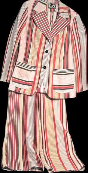 Jack Winter 1970's Red White Blue & Tan Stripped Pants Suit