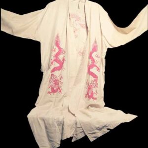 1920's Gauze like Kimono with Large Needlepoint Dragon On Back and in Pockets