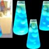 1975 original White Lava in Blue Liquid Lite (Lamp) in Gold Base in original Box