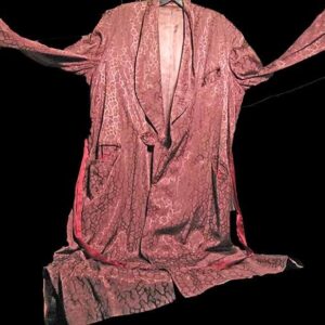 Rabhor Robes 1940's Silk Acetate Purple with Stepping Stone pattern Robe with Sash full length Smoking Jacket