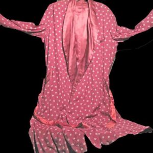 Red Silk Acetate with Knight Helmets Robe full length Smoking Jacket