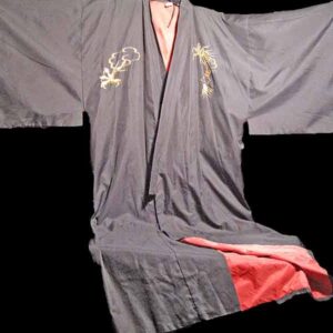 Black Kimono with Gold Dragon Back