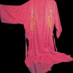 Golden Dragon Red Silk with Large Dragons On Either Panels Back And Sleeves Robe