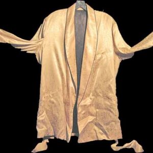 Gold with Shiny Silver Lions Shields Silk or Silk acetate Smoking Jacket with Sash