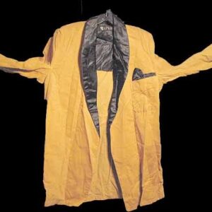 Towncraft Gold Corduroy with Black Acetate Collar and Cuff Smoking Jacket with Sash and Buttoned in Pocket Handkerchief