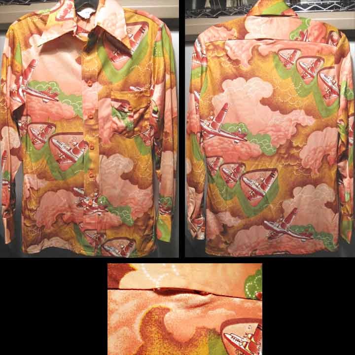 Martini 4 Prop Airplanes Illustrated Photo Print Long Sleeve Blouse