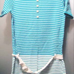 Knitissimo by Brig a Doon Blue with White Horizontal Stripes and White Skirt Girl's Dress & Belt