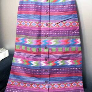 Prestige of Boston Bright Colored Mexican with Indian Blanket Button Back Maxi Skirt