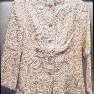 Specialty House Fashion off White with Gold Edged Brocade curved design Jacket and Vest