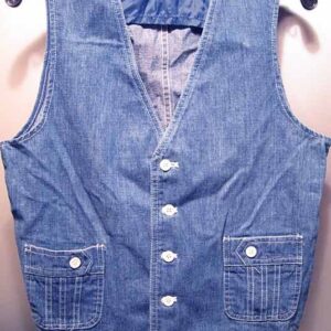 Lee Separate Lees Denim Vest with White Stitching and Large Buttons 1970's Vest