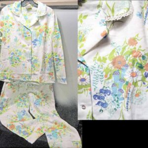 Lady Weldon White with Mod colored Flowers Women's Pajamas