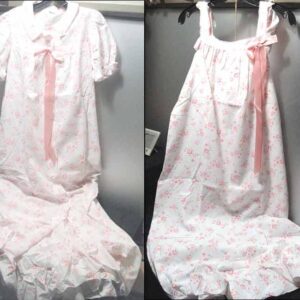 Lady Weldon White with Pink Flowers with Leaves "Shift Gown" and matching Nightgown