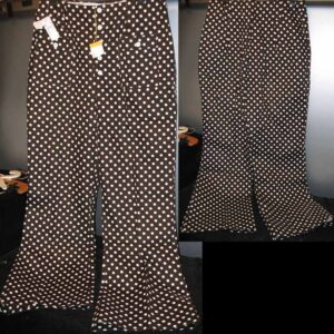 Fantastic Devonshire Brown with White Mod Dots Women's Flared Pants