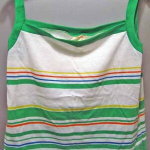 Donnkenny Multiple Horizontal Striped Halter Top with Green Trim