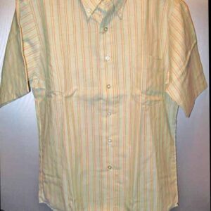 Lion of Troy Green with Green and Orange paired Verticals Short Sleeve Shirt