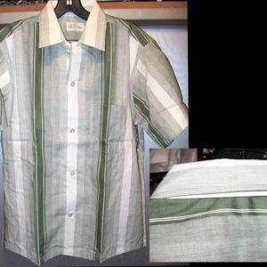 Lion of Troy Varied White and Green with Pattern Verticals Short Sleeve Shirt