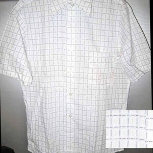 Montgomery Ward White with Dashed Edge Boxes Short Sleeve Shirt
