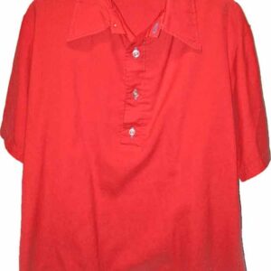 Fashion Seal Uniforms 1960's Orange with Blue Thread Edge 1/4 Button Short Sleeve Shirt
