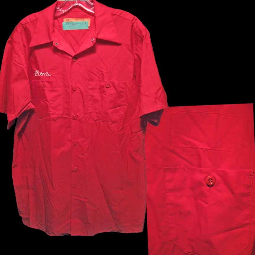 Bright Red with Chain Stitched "Ron" Pocket Work Shirt