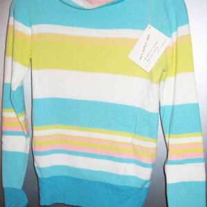 Blue Aqua Pink Yellow and White Rolled Turtle Neck Deadstock with Tags