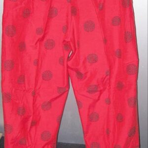 Dynasty 100% Silk Bright Red with Asian Symbols Lounge Slacks