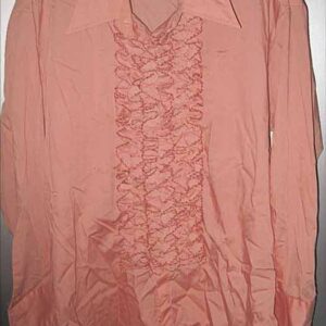 Tuxedo Masters After Six Peach with Rust Stitch Edge Ruffle Front Tux Shirt