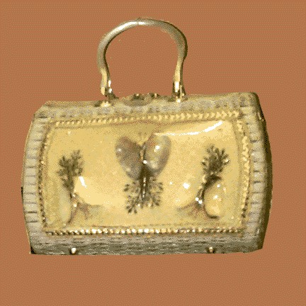 Wicker Purse with Shell Butterflies in sealed front
