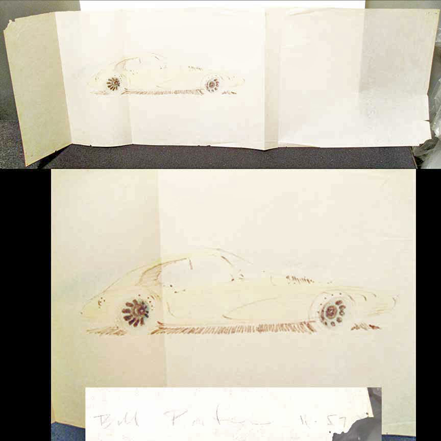 Bill Porter Rare Pair 1950s General Motors Concept Car Drawings - Image 2
