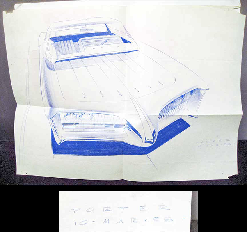 Bill Porter Rare Pair 1950s General Motors Concept Car Drawings - Image 4
