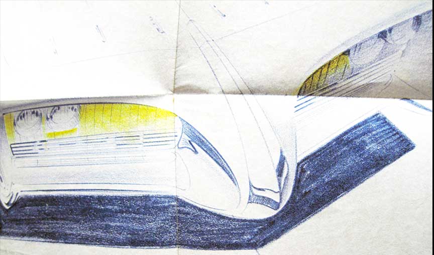 Bill Porter Rare Pair 1950s General Motors Concept Car Drawings - Image 7