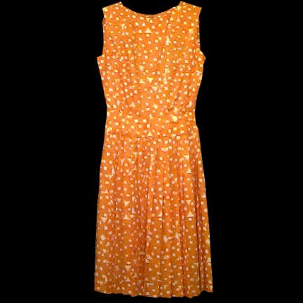 Sue Brett Orange Polka Dot Dress with Belt